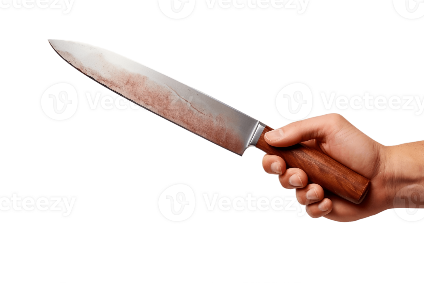 AI generated Hand Holding Large Kitchen Knife on Transparent Background. AI png