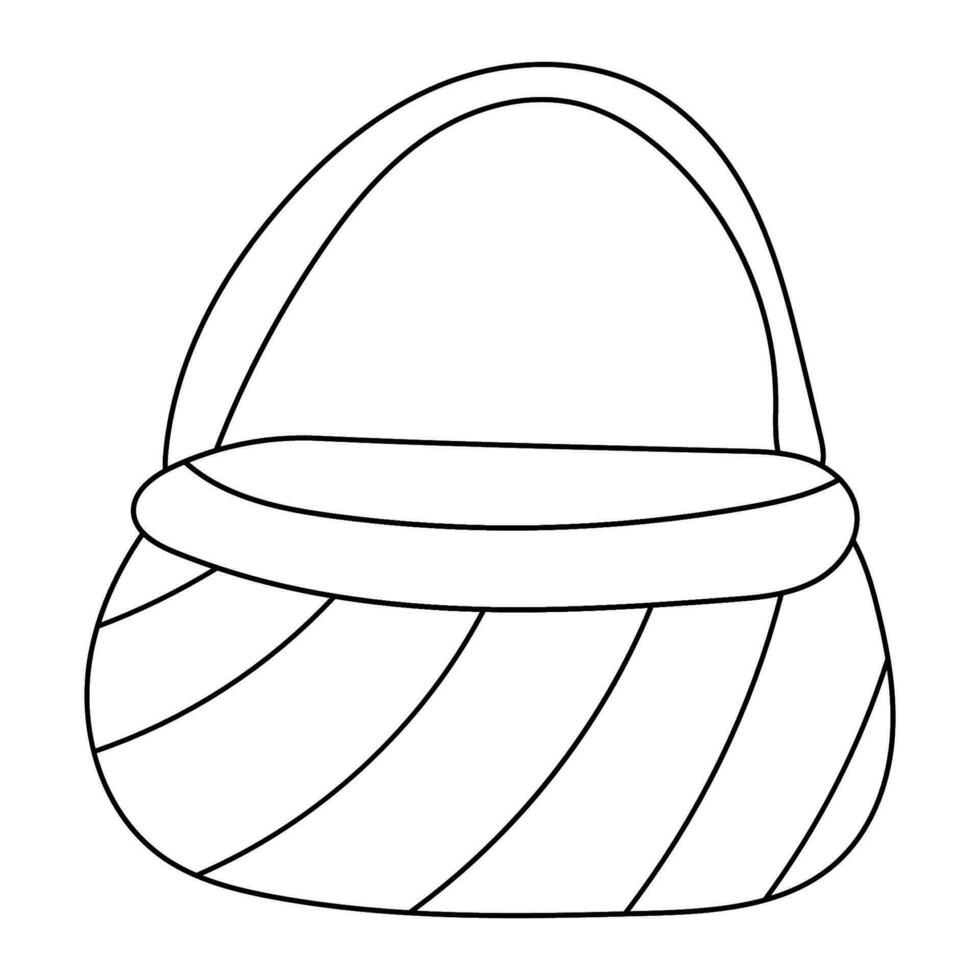 easter wicker basket hunting eggs line doodle vector