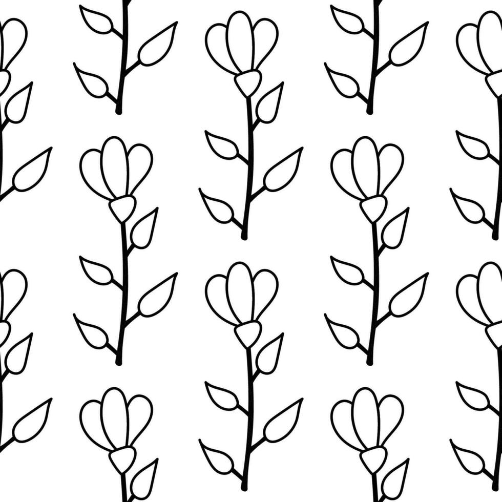 flowers garden warm beautiful vector pattern line