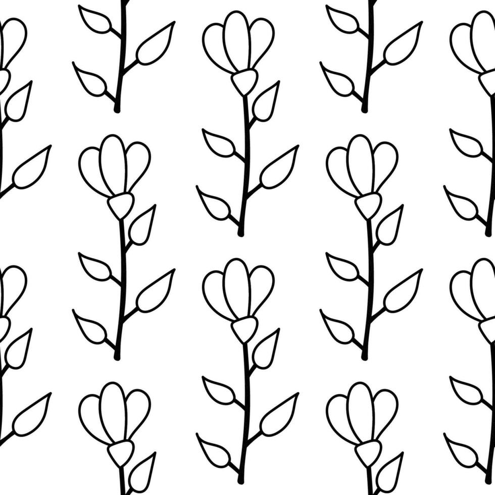 flowers garden warm beautiful vector pattern line