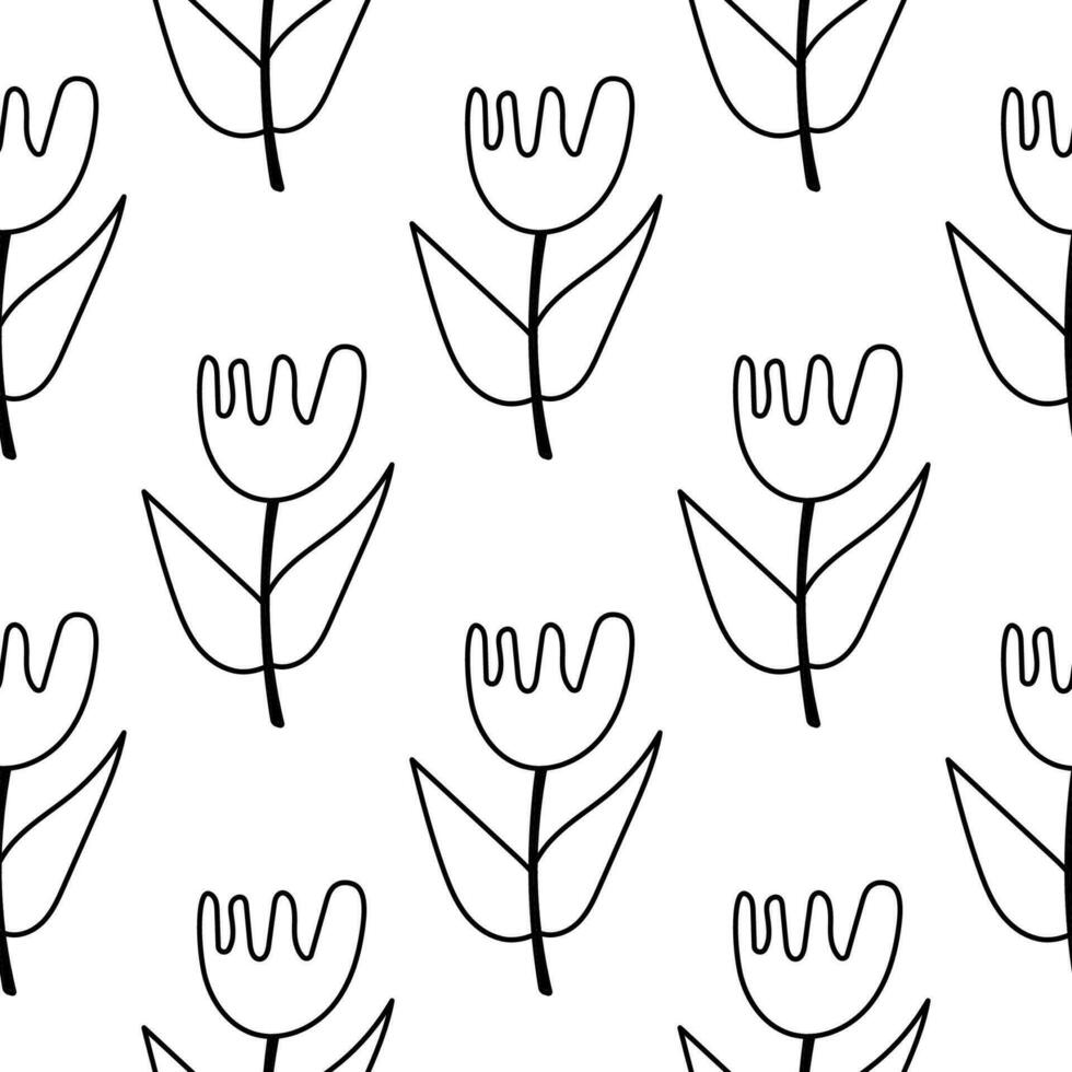flowers garden warm beautiful vector pattern line