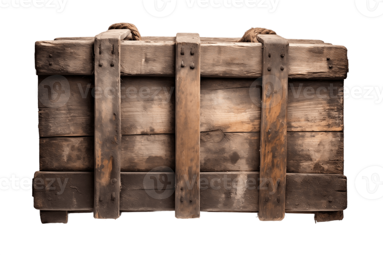 AI generated Old Closed Wooden Crate with Transparent Background. AI png