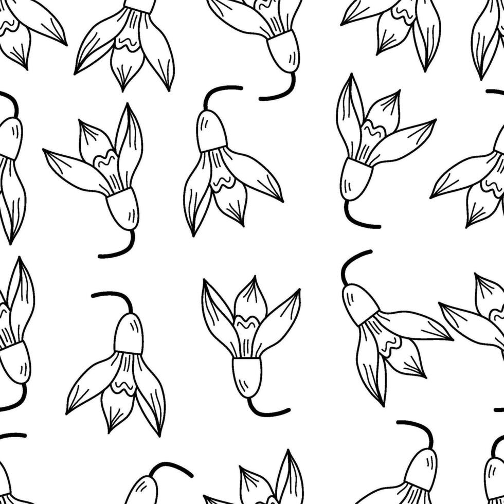 Botanical seamless pattern with snowdrops .For printing wrapping paper, wallpaper, packaging, fabric. vector