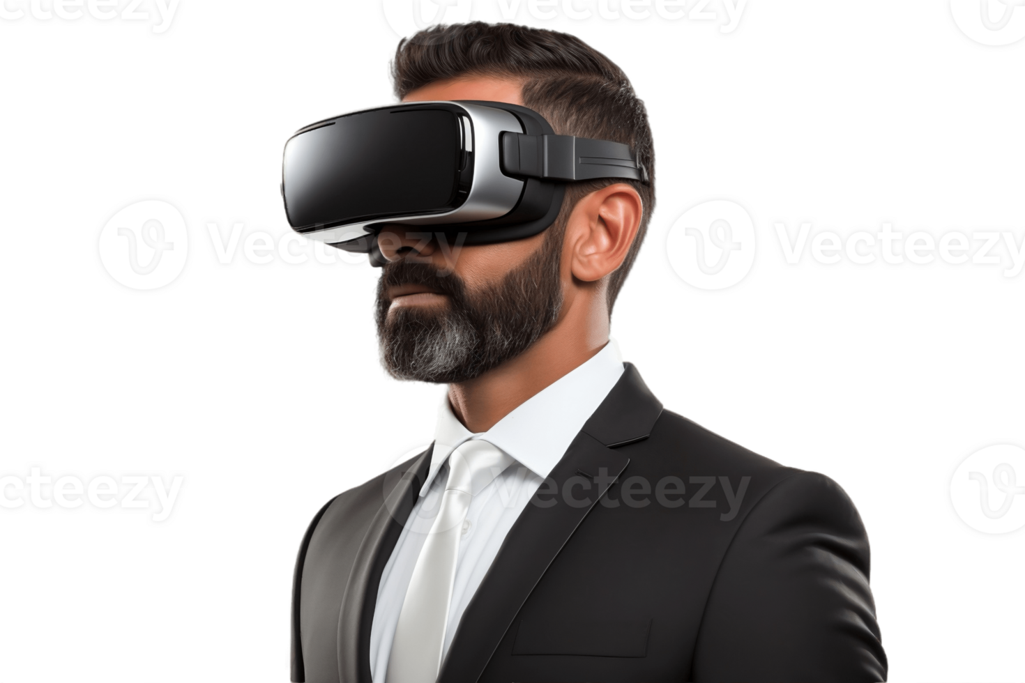 AI generated Businessman Wearing VR Headset with Transparent Background. AI png