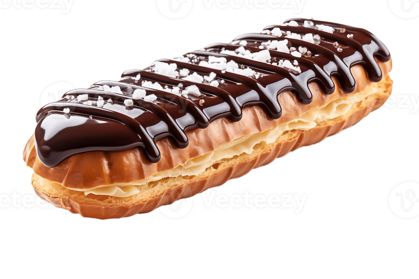 AI generated French Eclair Pastry with Transparent Background. AI png