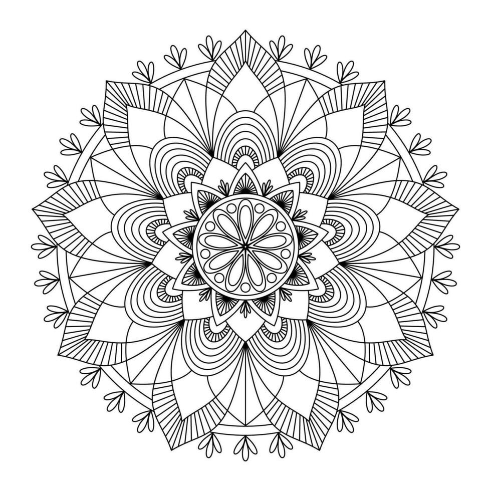 Round Black Mandala on a White Background vector