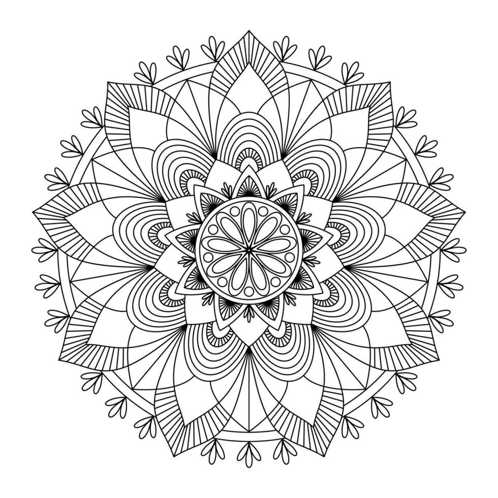 redondo negro mandala en un blanco antecedentes vector