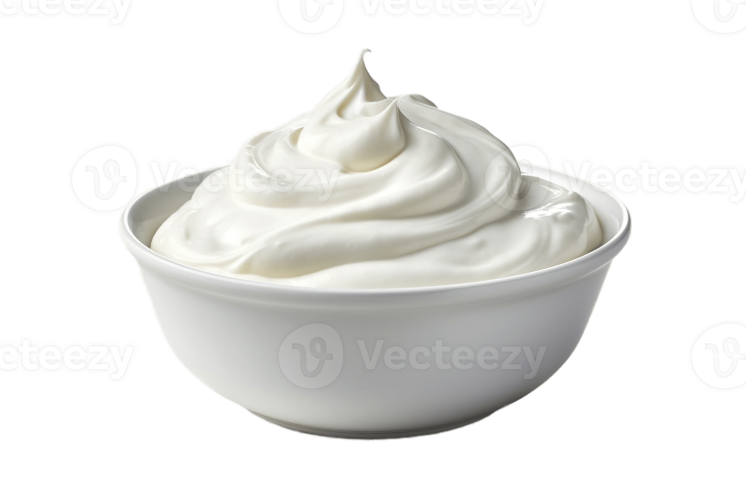 AI generated Sour Cream in White Bowl with Transparent Background. AI png