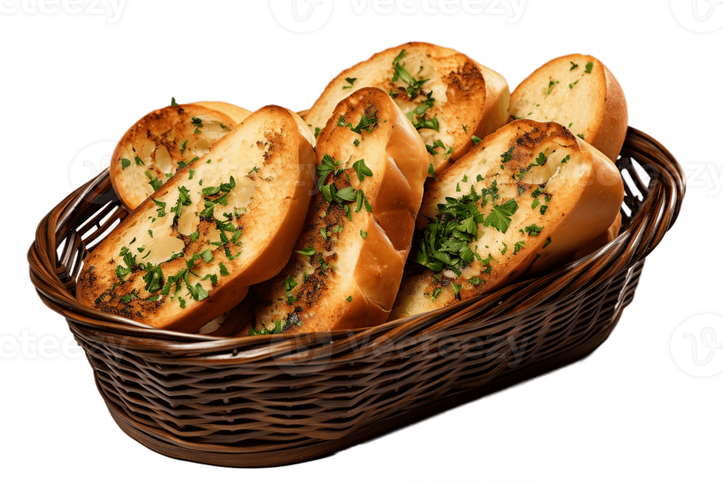 AI generated Garlic Bread with Sprinkled Toppings on a Transparent Background. AI png