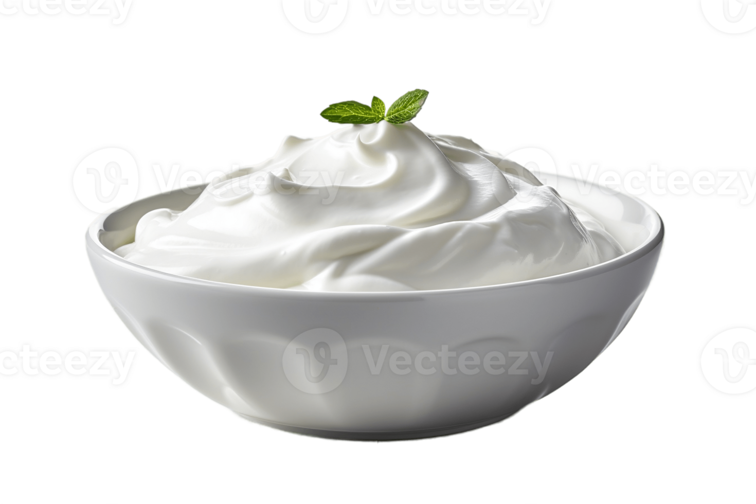 AI generated Sour Cream in White Bowl with Transparent Background. AI png