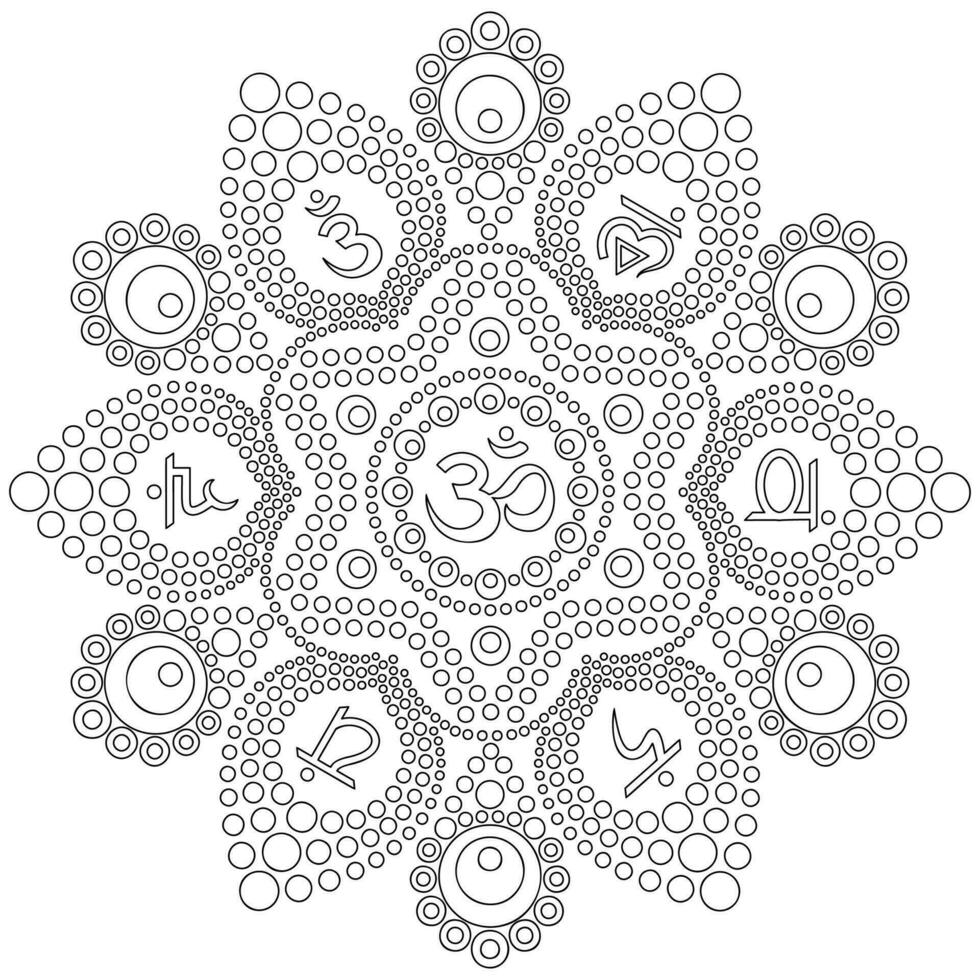 Dot mandala on white background. Coloring page for kids and adults