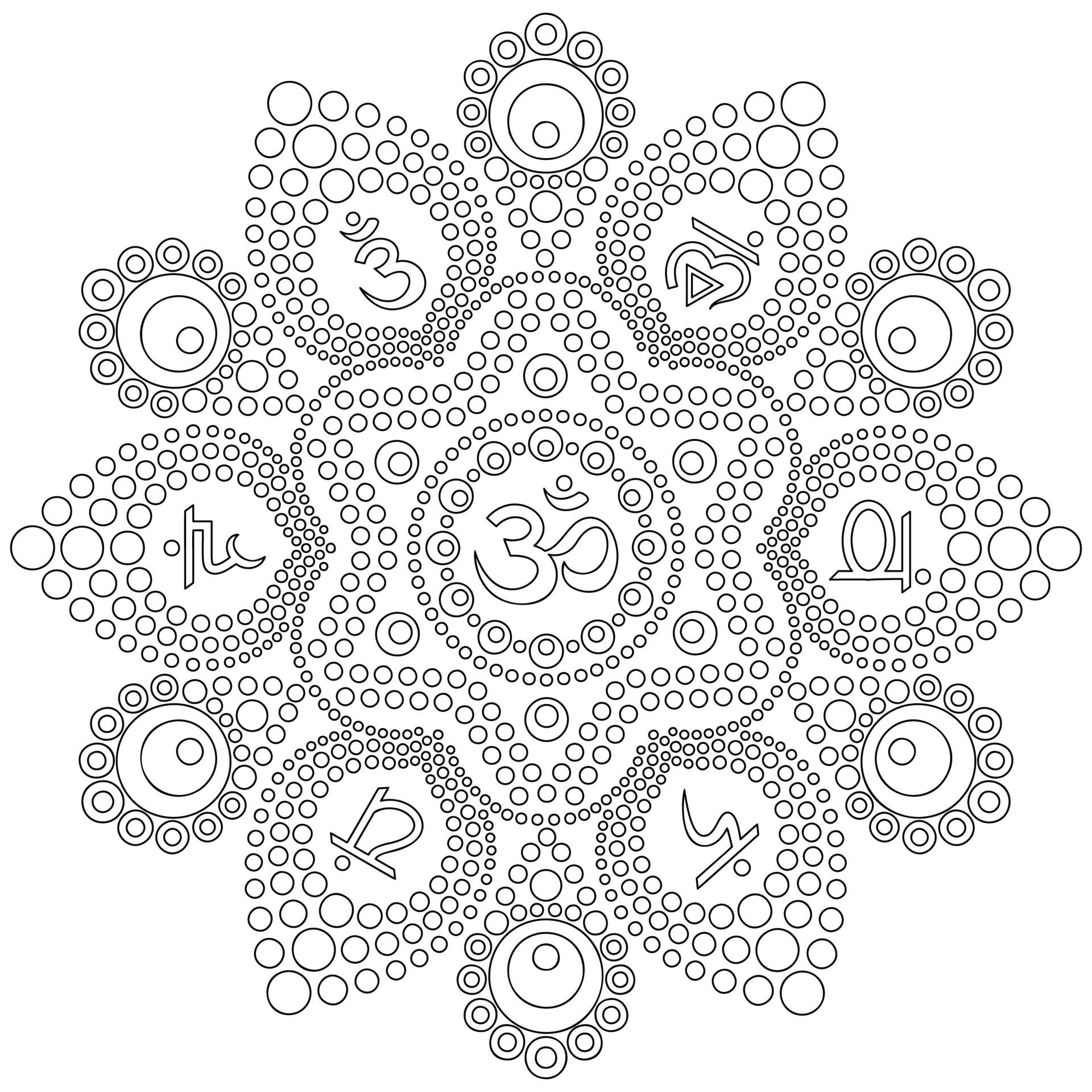 Dot mandala on white background. Coloring page for kids and adults