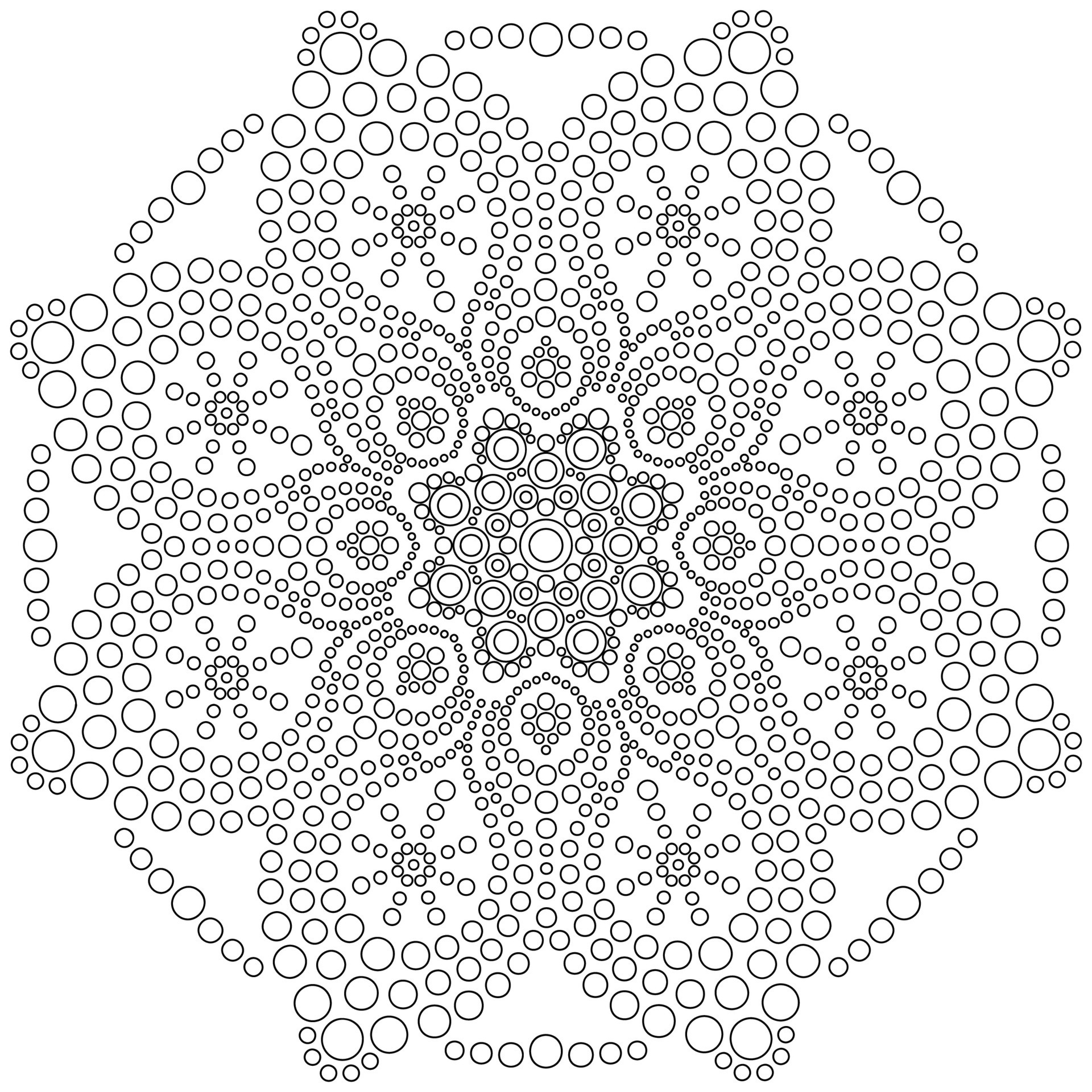 Dot mandala on white background. Coloring page for kids and adults