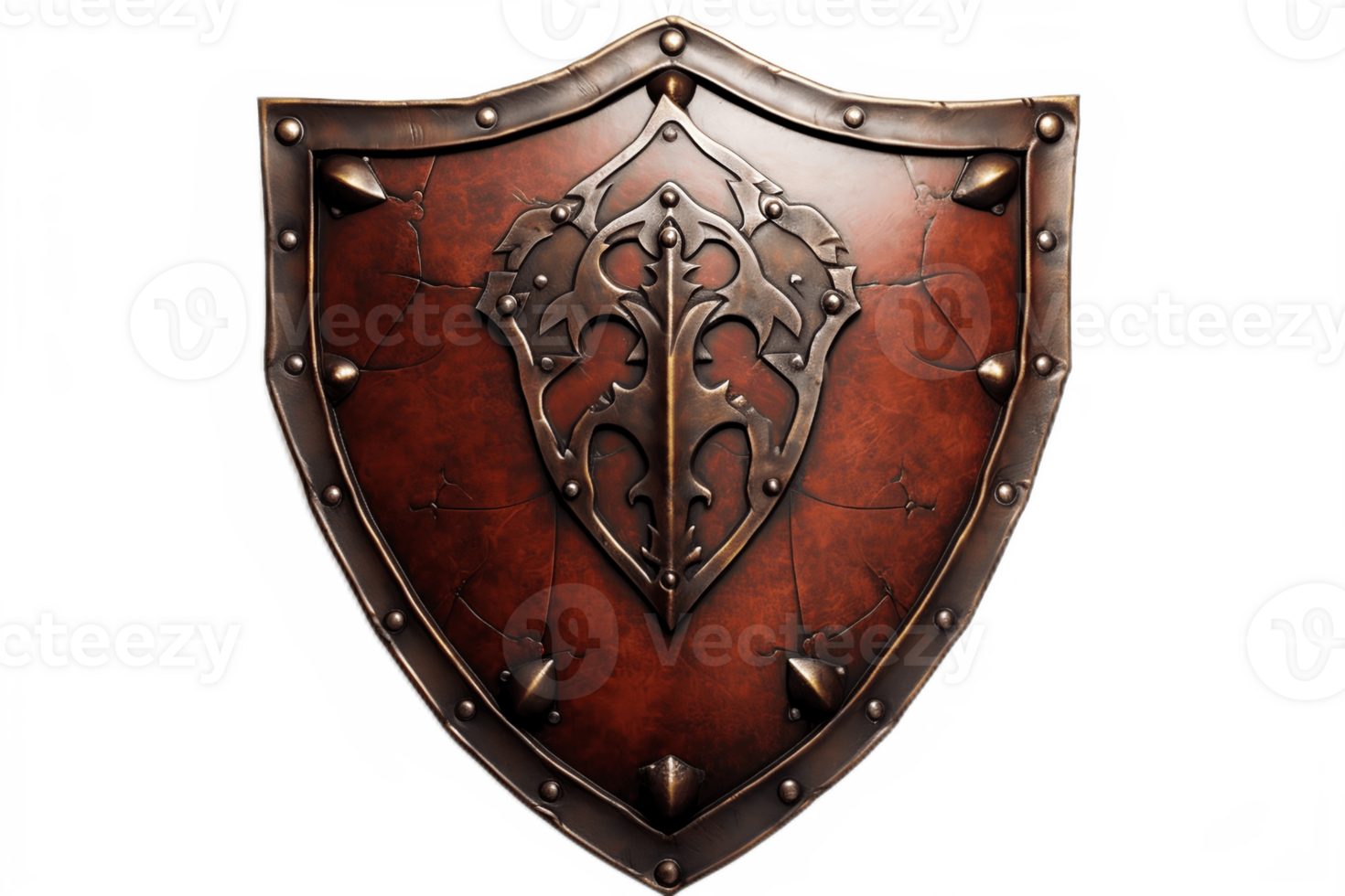 AI generated Rusty War Shield with Transparent Background. AI png