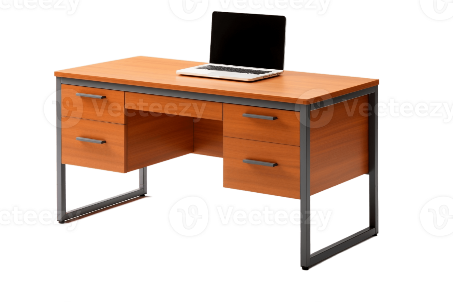 AI generated Office Workstation Desk with Transparent Background. AI png