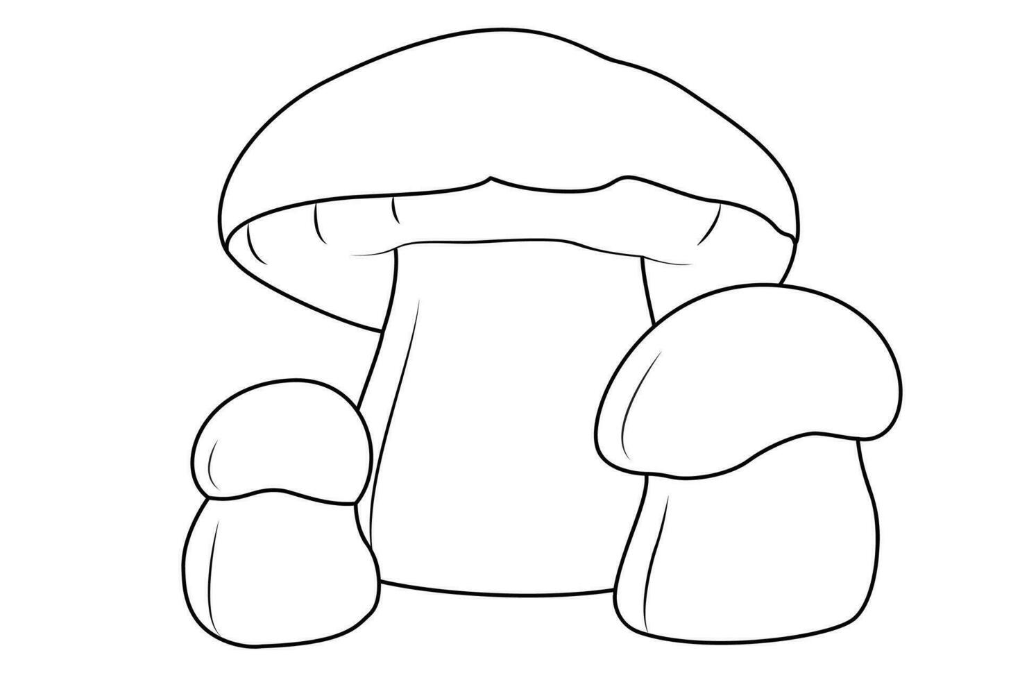 Mushrooms. Bolete, Black and white isolated. Vintage. Coloring page vector