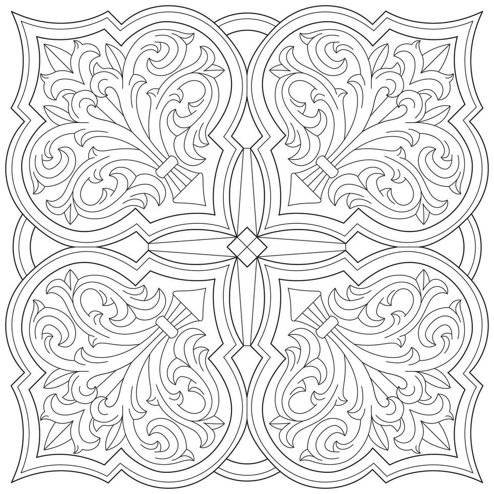 Line pattern design. Black and white vector illustrations. Coloring page