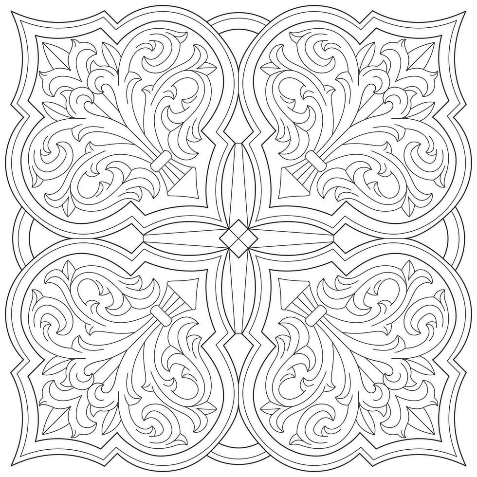 Line pattern design. Black and white vector illustrations. Coloring page