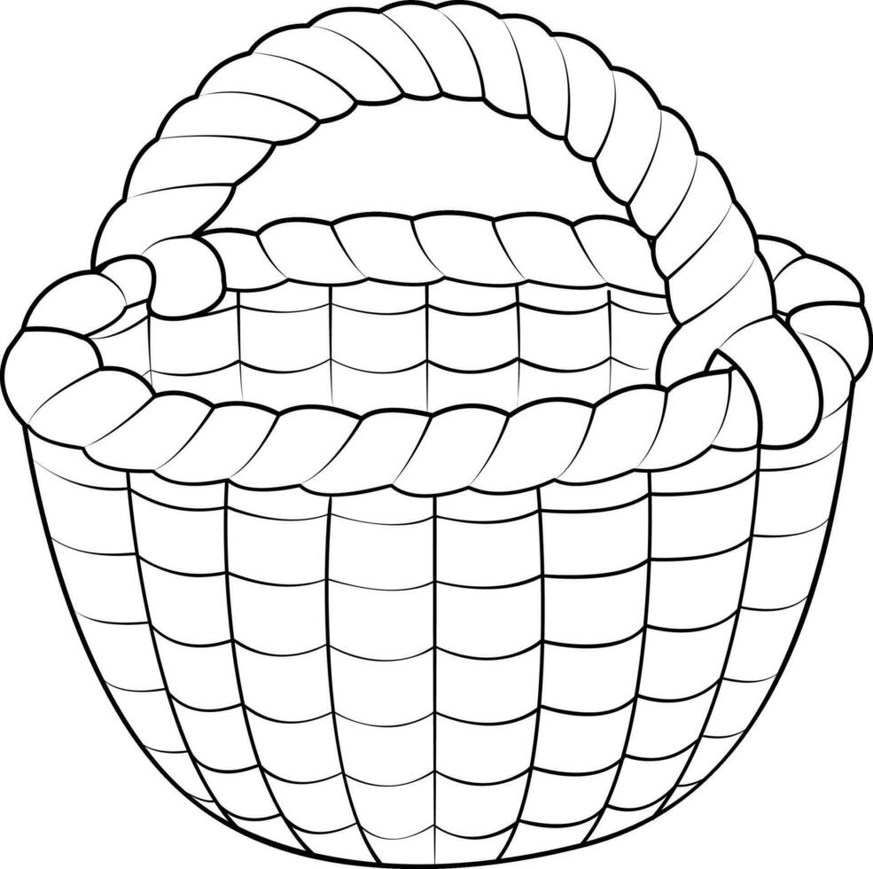 Empty wicker basket. Black and white isolated on white background basket. vector