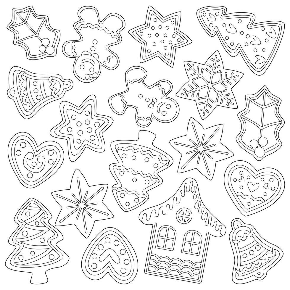 Sweet Gingerbread pattern Christmas Illustration. vector