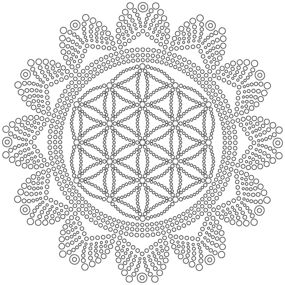 Dot mandala on white background. Coloring page for kids and adults