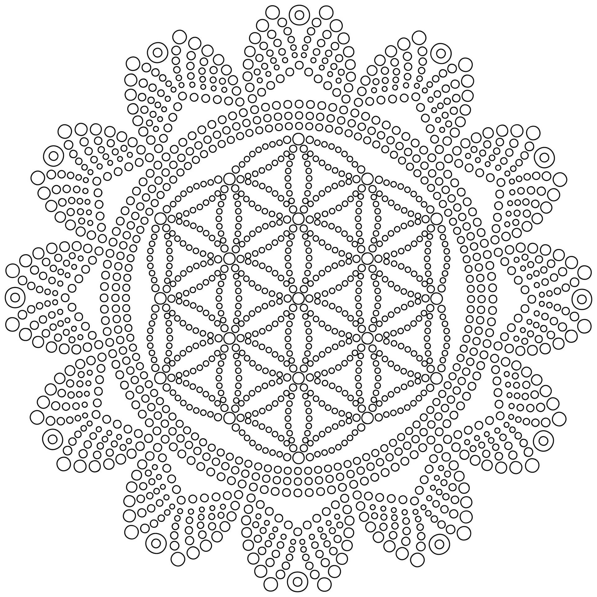 Dot mandala on white background. Coloring page for kids and adults