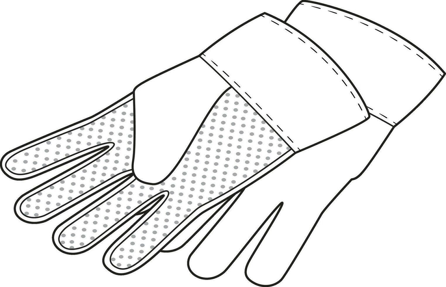 Gardening gloves outline icons. Black and white vector