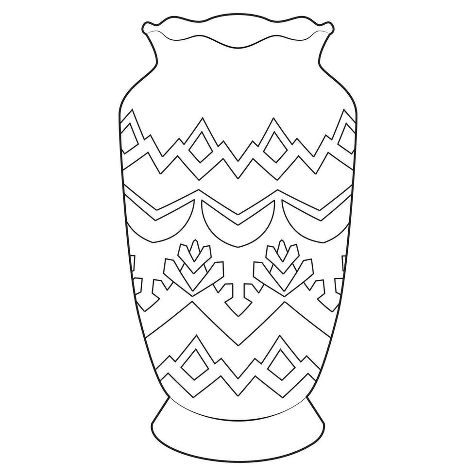 Outline vase, vector linear. Vase pottery, ancient pot greek. Coloring page