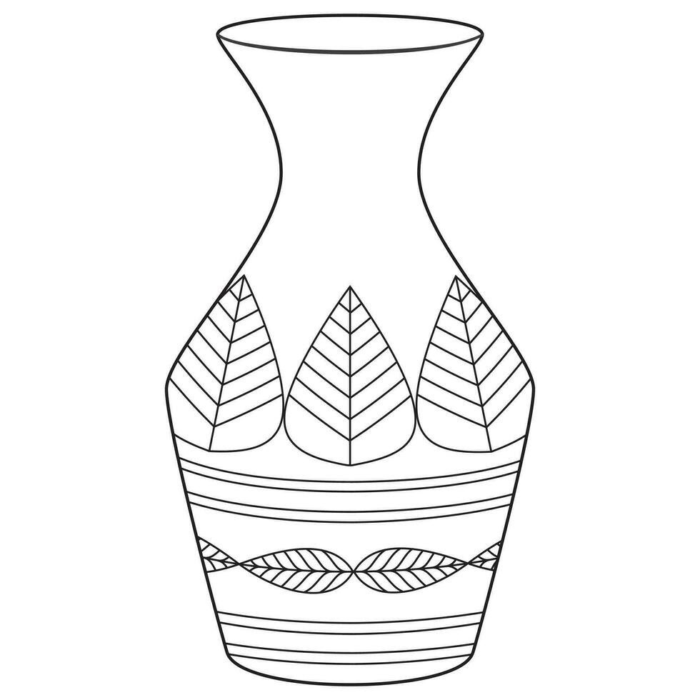 Outline vase, vector linear. Vase pottery, ancient pot greek. Coloring page