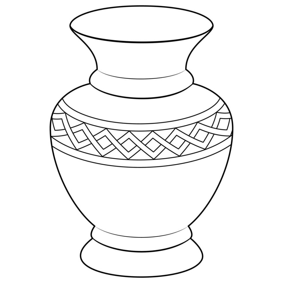 Outline vase, vector linear. Vase pottery, ancient pot greek. Coloring page