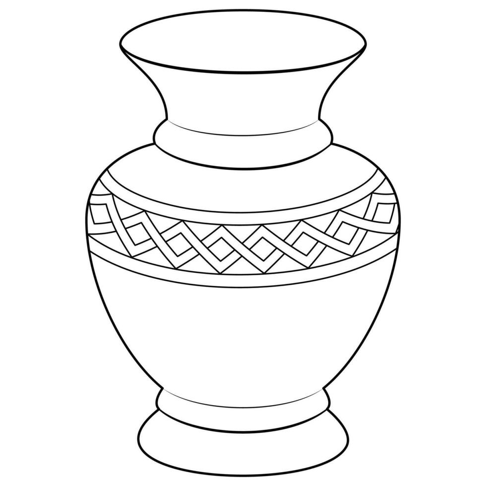 Outline vase, vector linear. Vase pottery, ancient pot greek. Coloring page