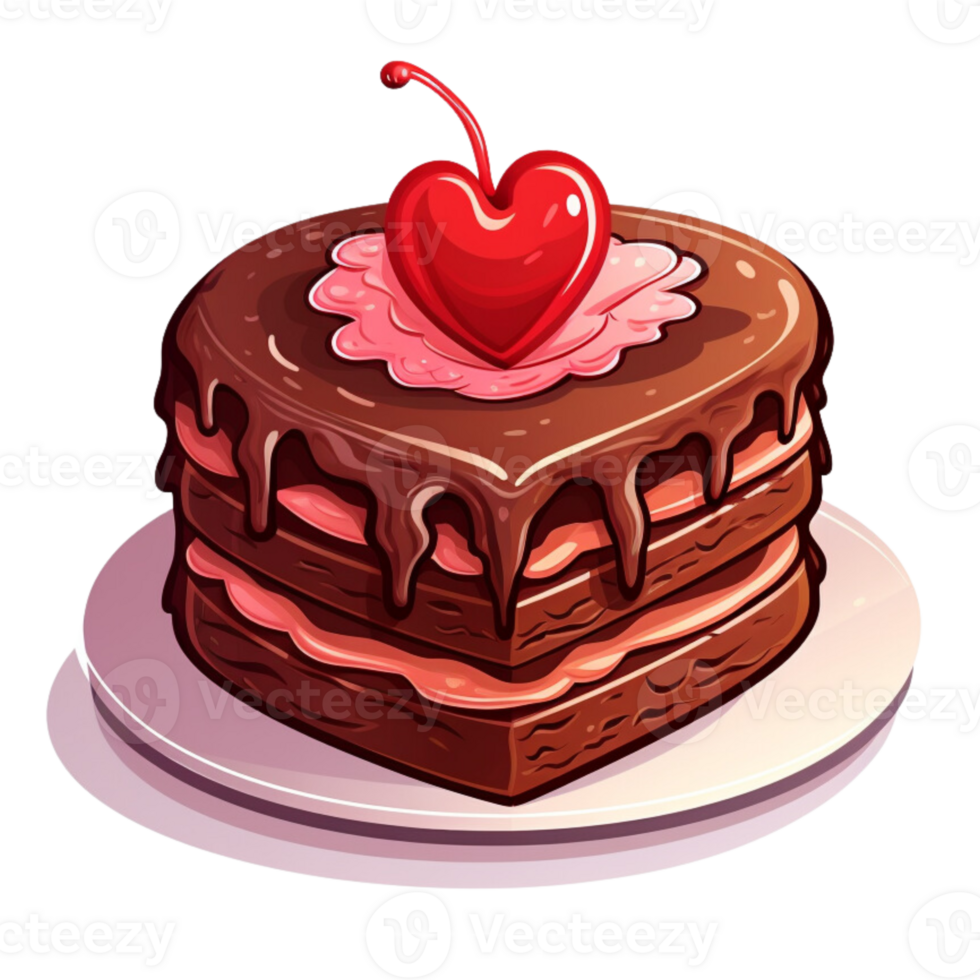 AI generated Heart shape cake png