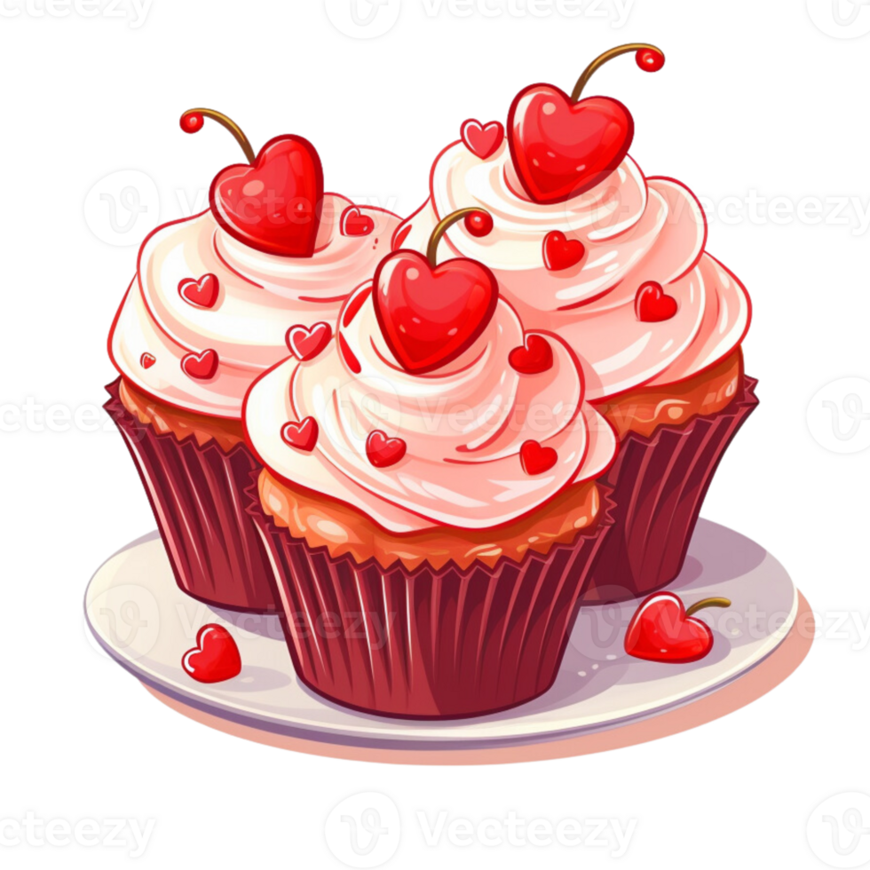 AI generated Cupcake with heart shape png