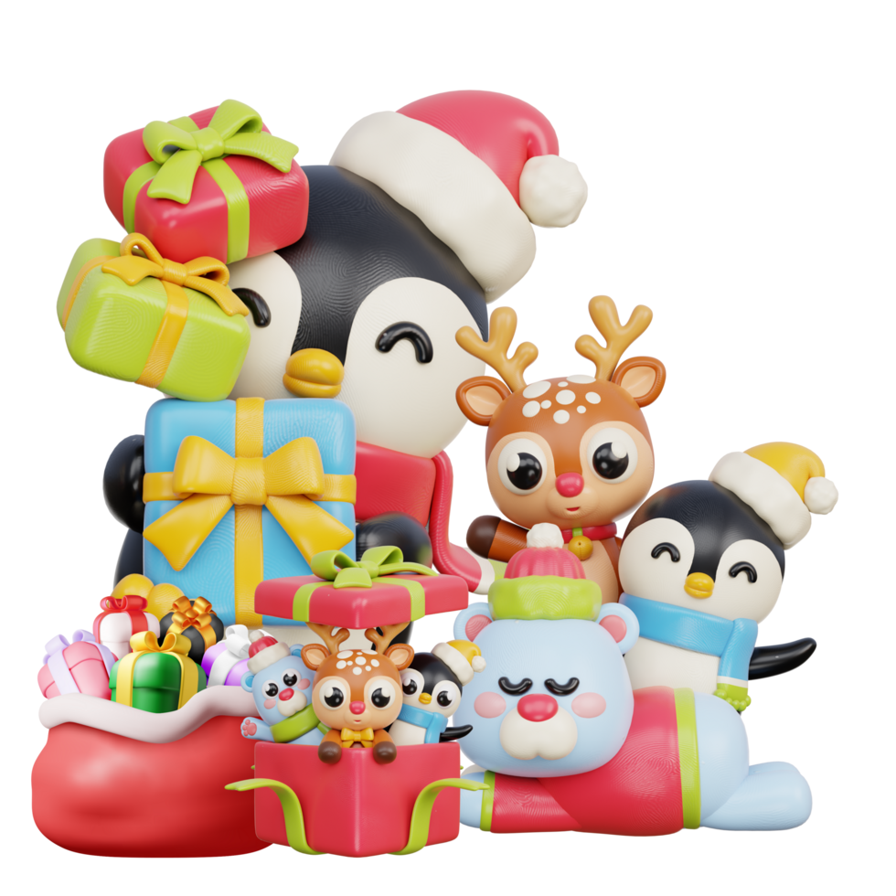 ein Gruppe von Weihnachten Spielzeuge mit die Geschenke png