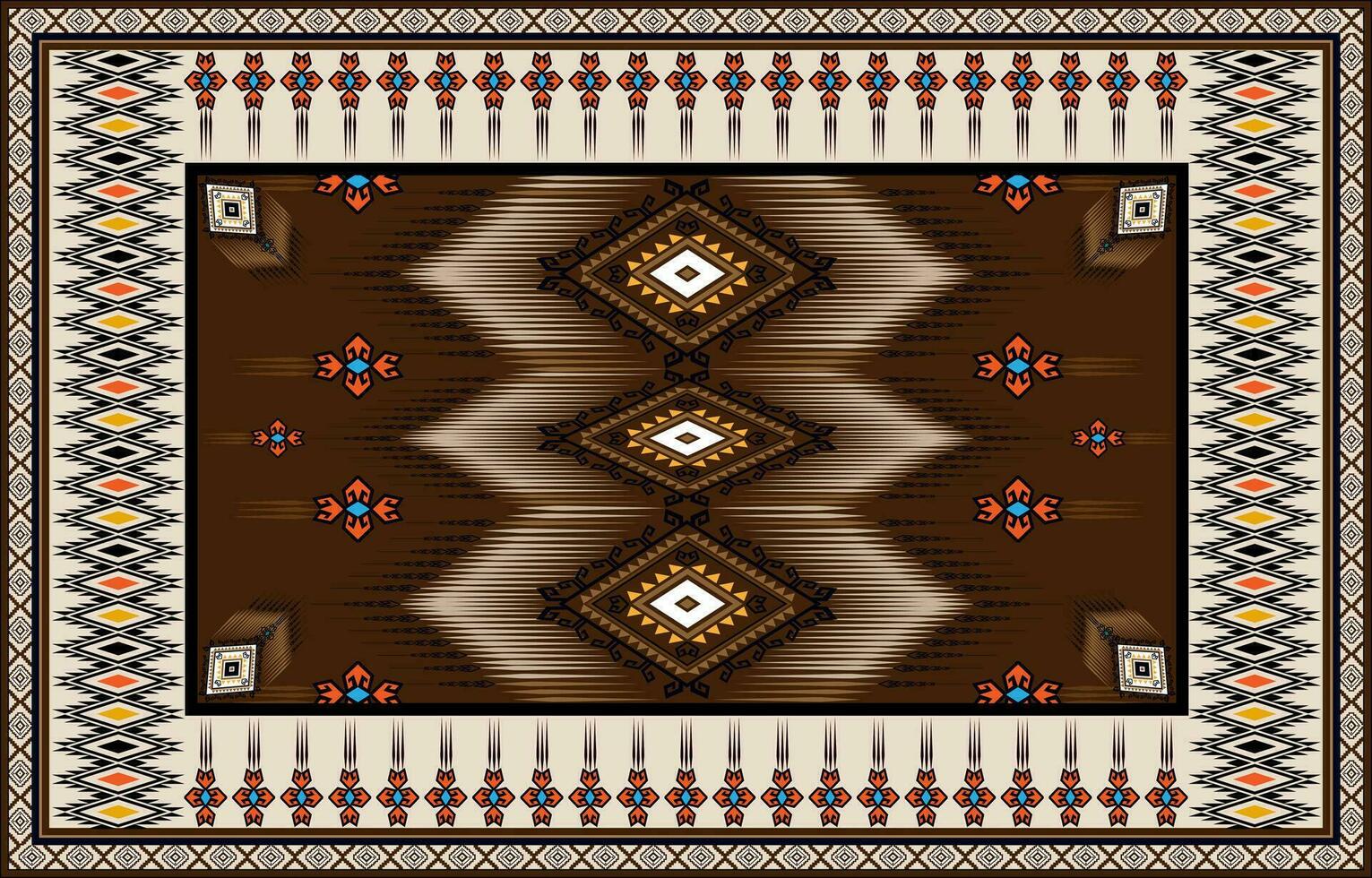 Carpet ethnic ikat pattern art. Geometric ethnic ikat seamless pattern in tribal.  Mexican style. Design for background, wallpaper, illustration, vector