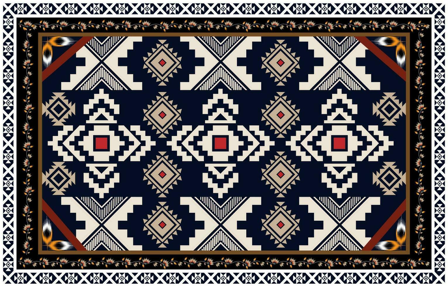 Carpet ethnic ikat pattern art. Geometric ethnic ikat seamless pattern in tribal.  Mexican style. Design for background, wallpaper, illustration, vector