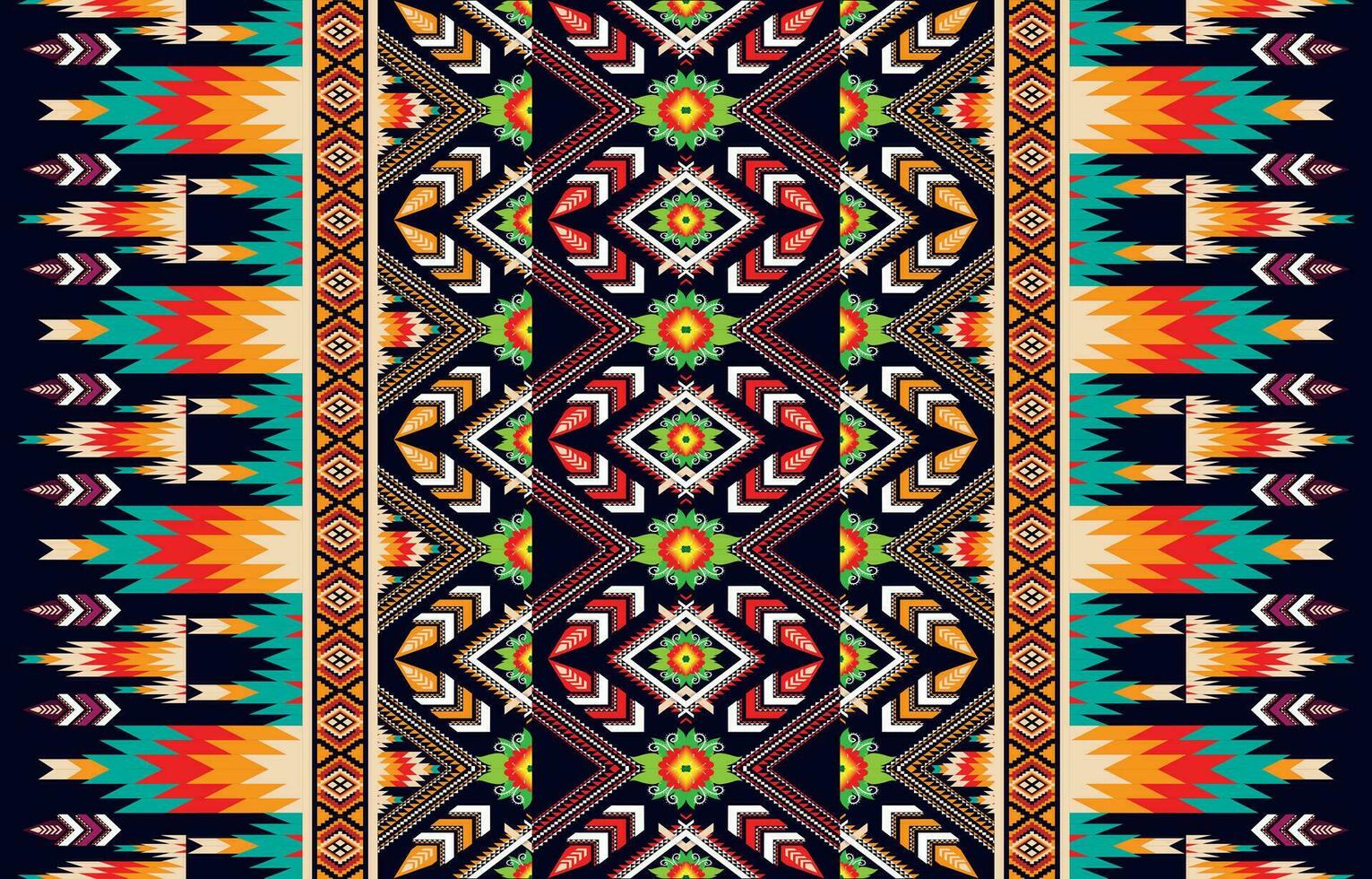 Carpet ethnic ikat pattern art. Geometric ethnic ikat seamless pattern in tribal.  Mexican style. Design for background, wallpaper, illustration,  fabric, clothing, carpet, textile, batik, embroidery. vector