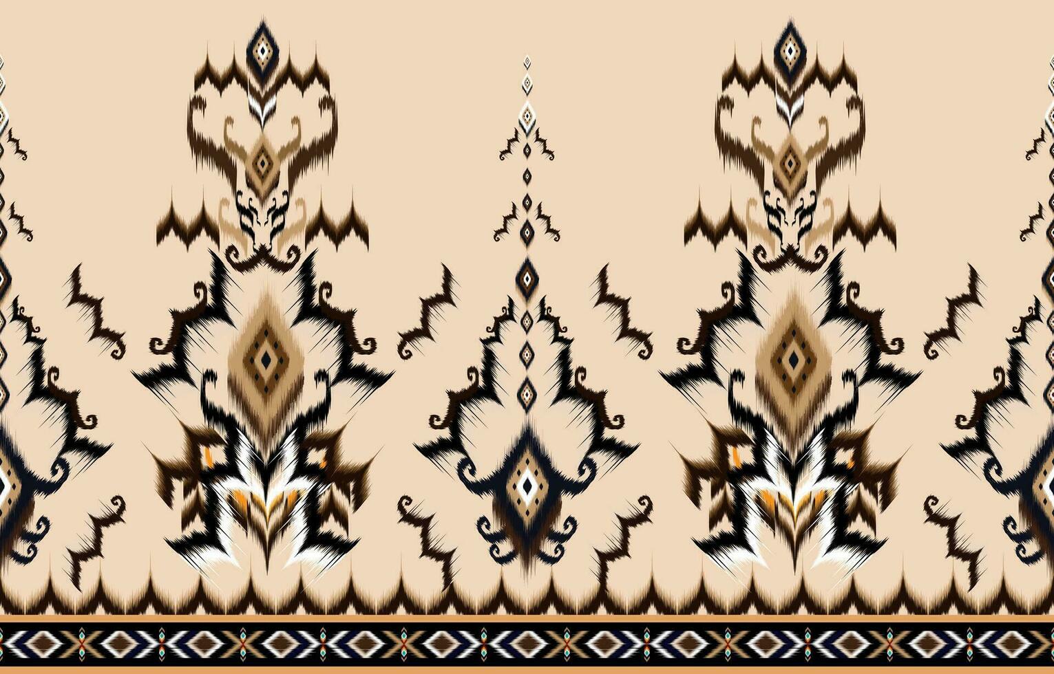Ikat geometric folklore ornament with diamonds. Tribal ethnic  vector texture. Seamless striped pattern in Aztec style. Folk embroidery.  Indian, Scandinavian, Gypsy, Mexican, African rug.