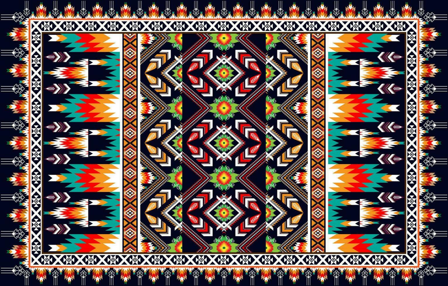 Carpet ethnic ikat pattern art. Geometric ethnic ikat seamless pattern in tribal.  Mexican style. Design for background, wallpaper, illustration, vector