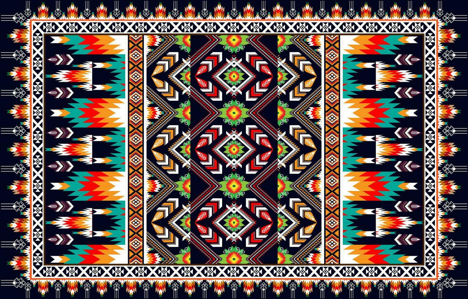 Carpet ethnic ikat pattern art. Geometric ethnic ikat seamless pattern in tribal.  Mexican style. Design for background, wallpaper, illustration, vector