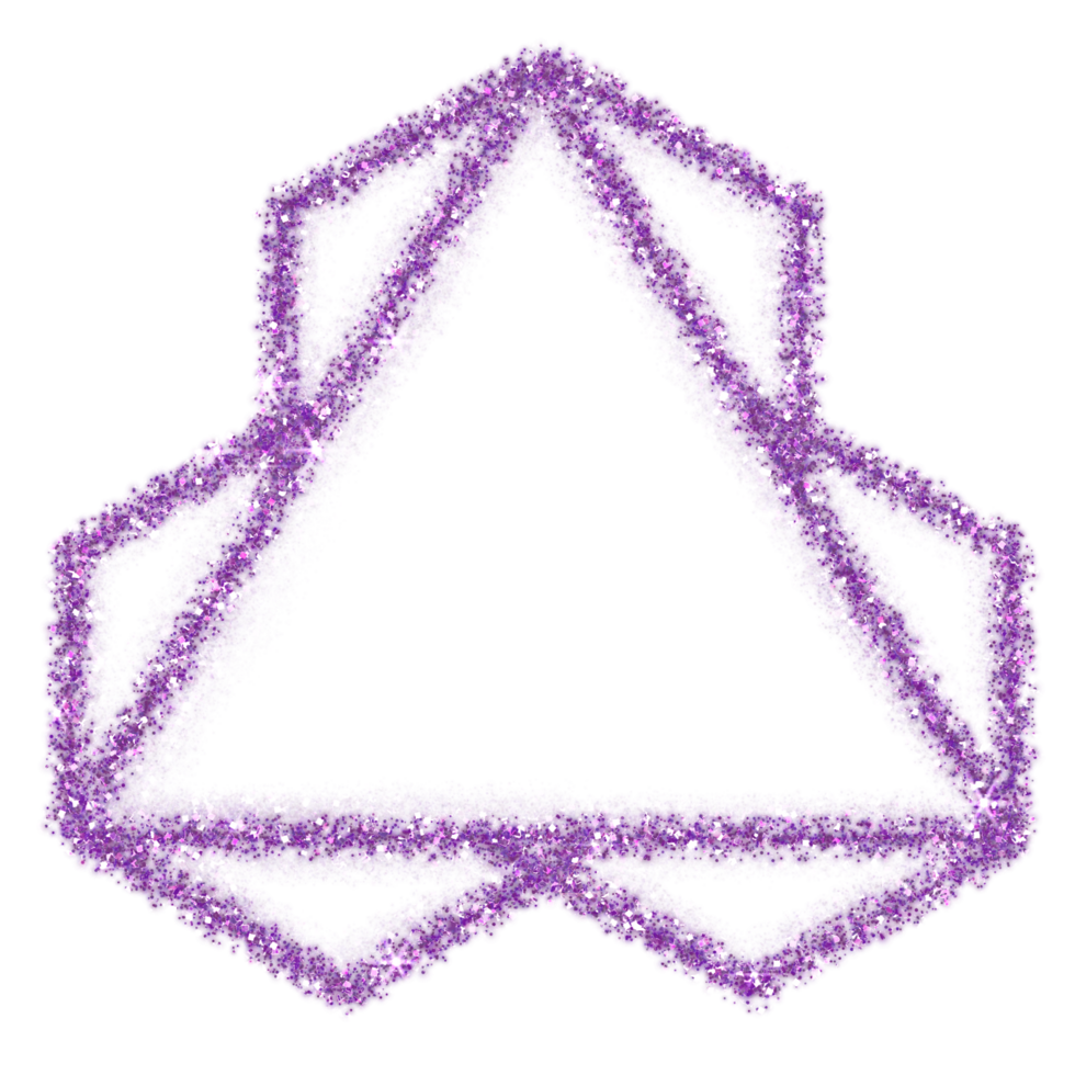 Purple glitter square frame. golden sparkle.Square frame on transparent background. png