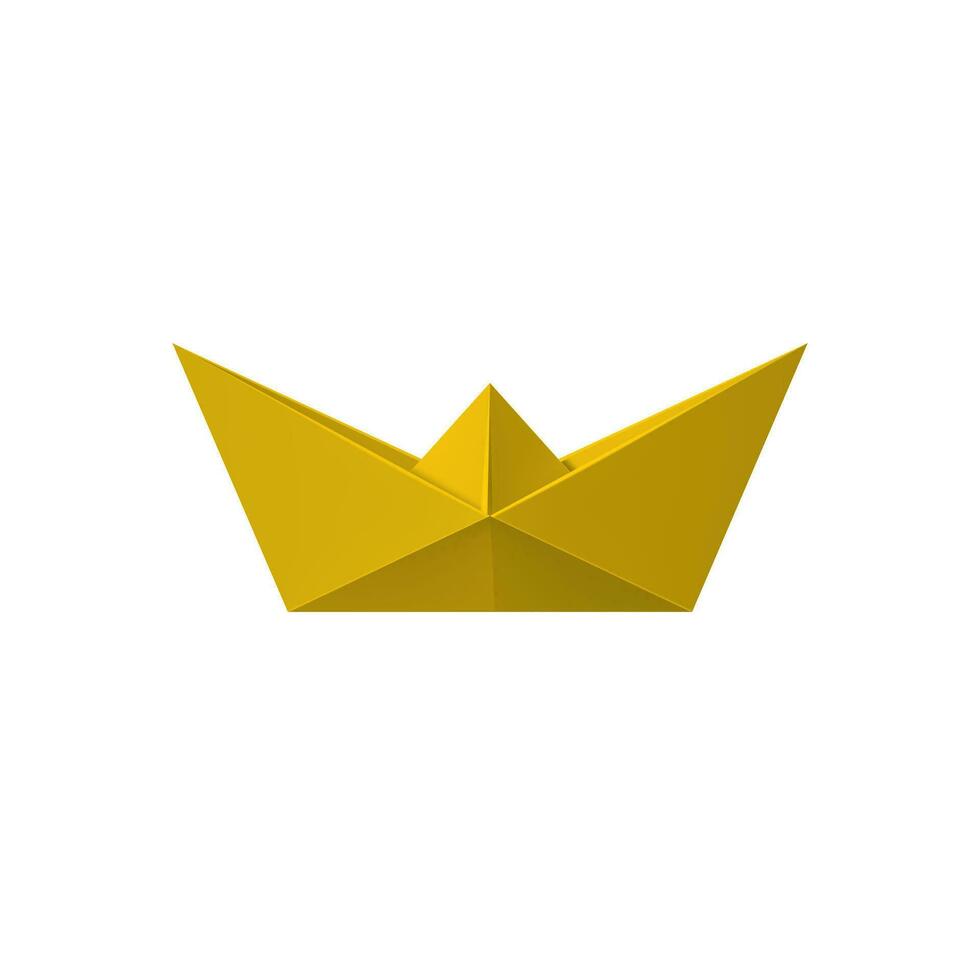 Realistic Detailed 3d Yellow Folded Paper Boat. Vector