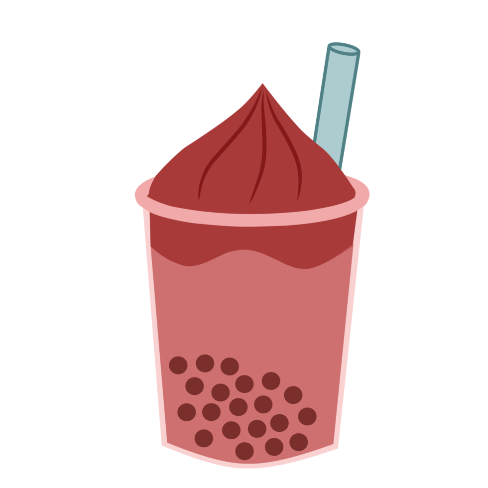 Red velvet boba drink illustration png
