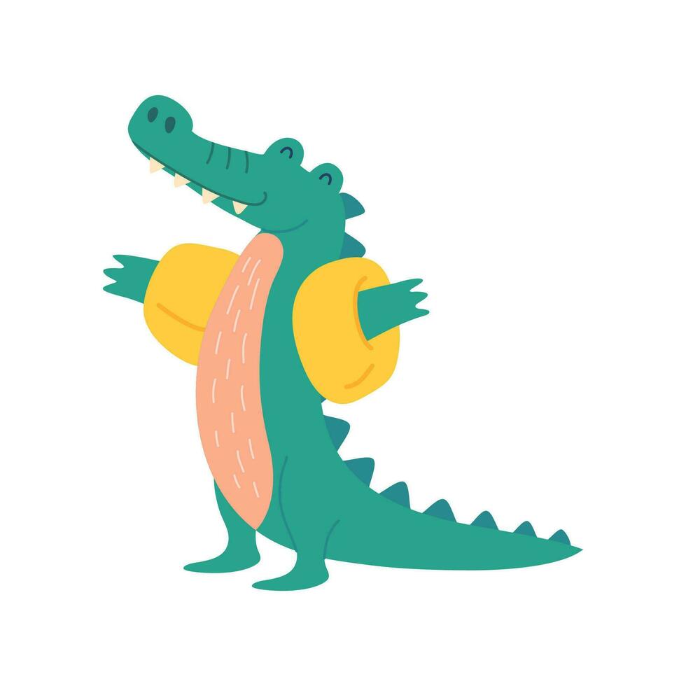 Cartoon Color Character Mascot Cute Crocodile. Vector