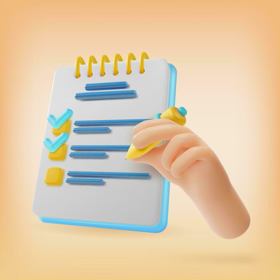 3d Do List Planning Business Concept Cartoon Style. Vector