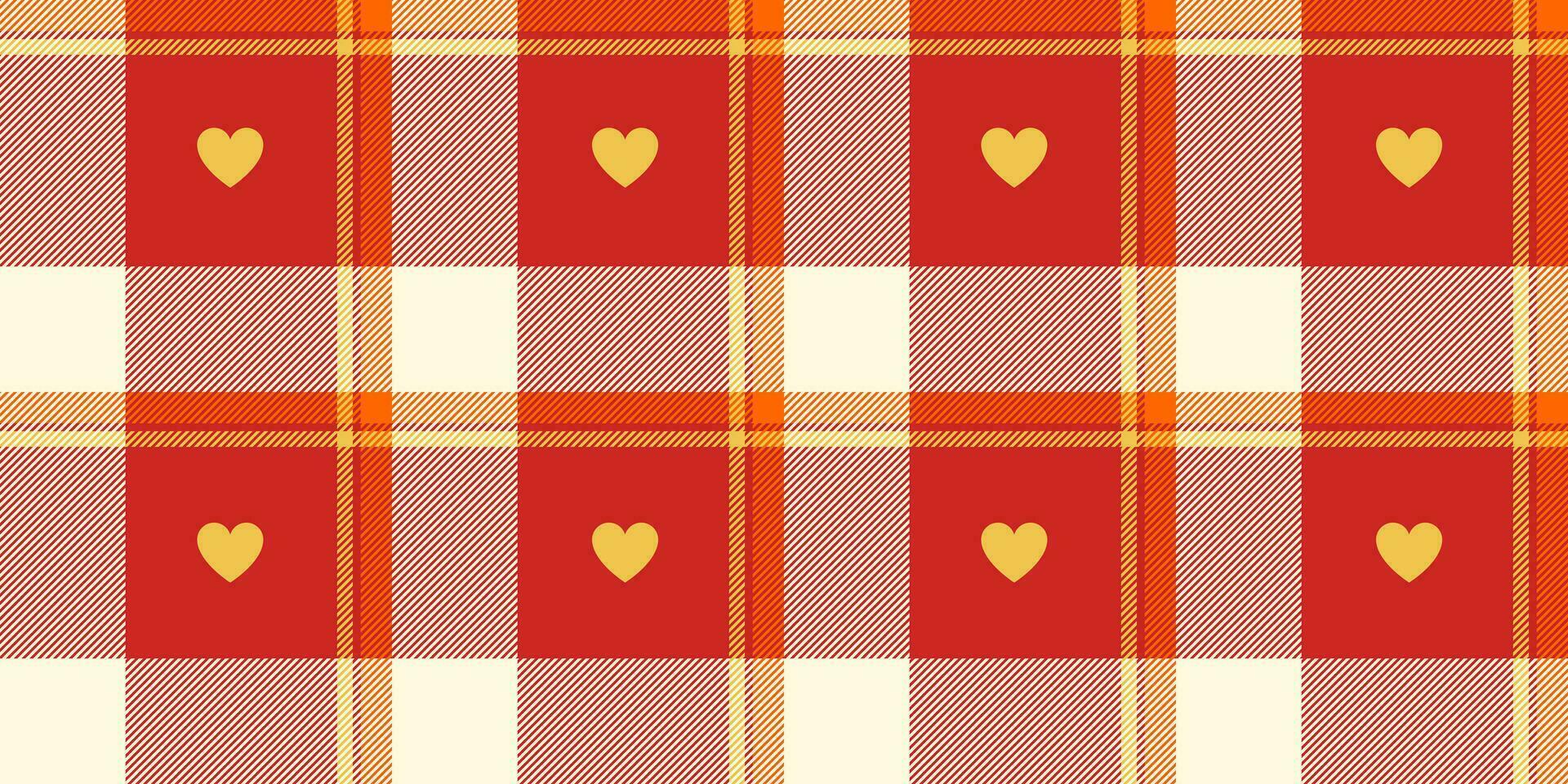Gingham pattern with hearts. Seamless tartan vichy check plaid for gift card, wrapping paper, invitation on Valentines Day print vector