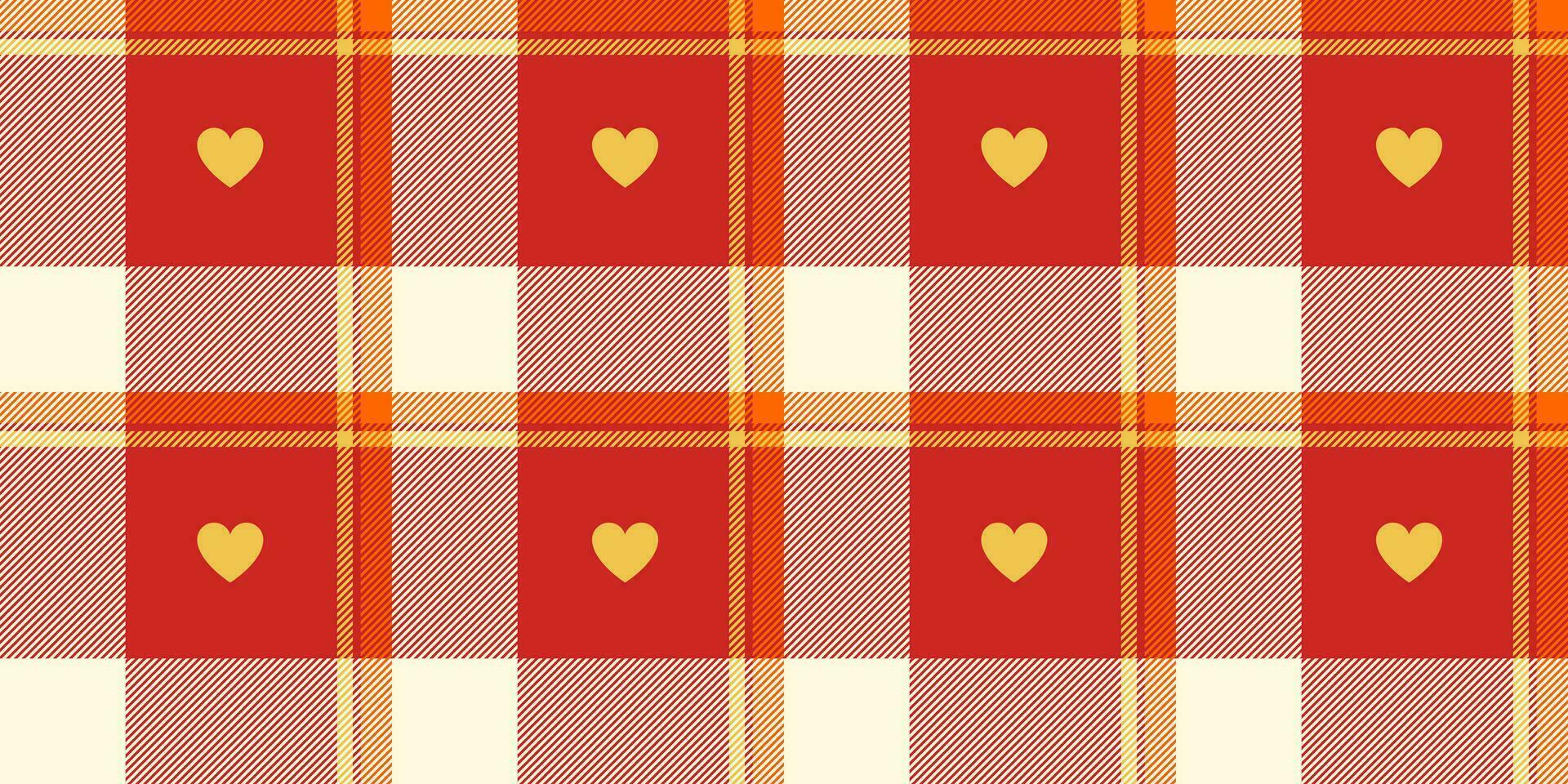 Gingham pattern with hearts. Seamless tartan vichy check plaid for gift card, wrapping paper, invitation on Valentines Day print vector