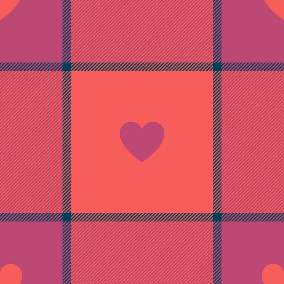 Gingham pattern with hearts. Seamless tartan vichy check plaid for dress, shirt, tablecloth, napkin, or other modern Valentines Day textile design. vector