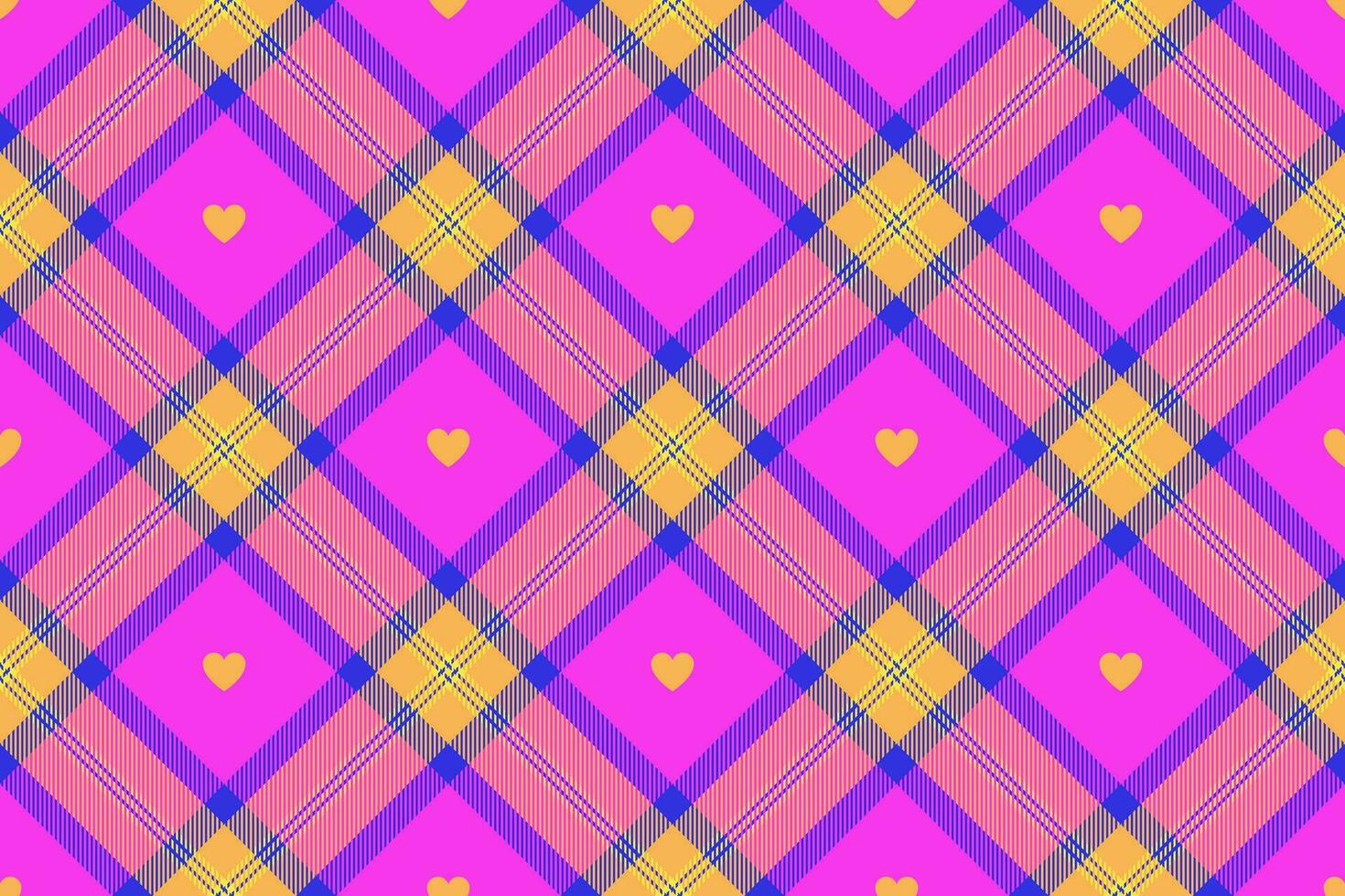 Gingham pattern with hearts. Seamless tartan vichy check plaid for dress, shirt, tablecloth, napkin, or other modern Valentines Day textile design. vector