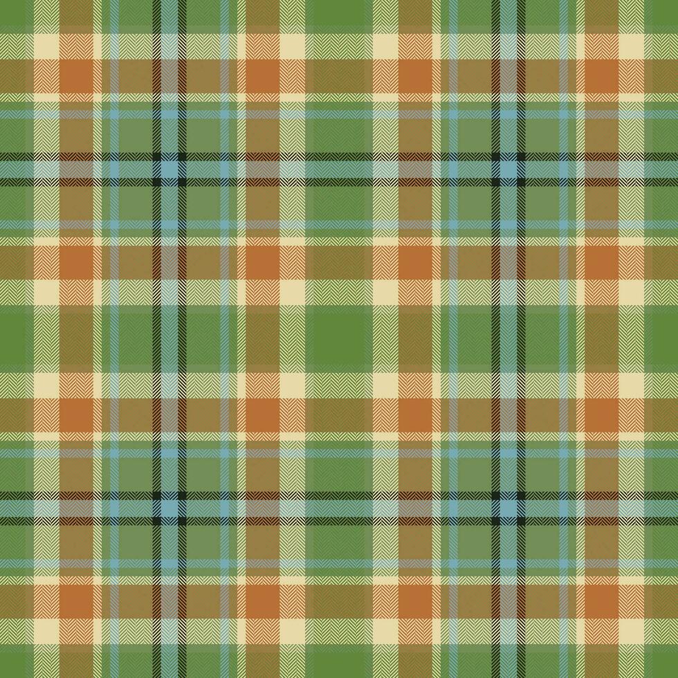 Plaid seamless pattern in green. Check fabric texture. Vector textile print.